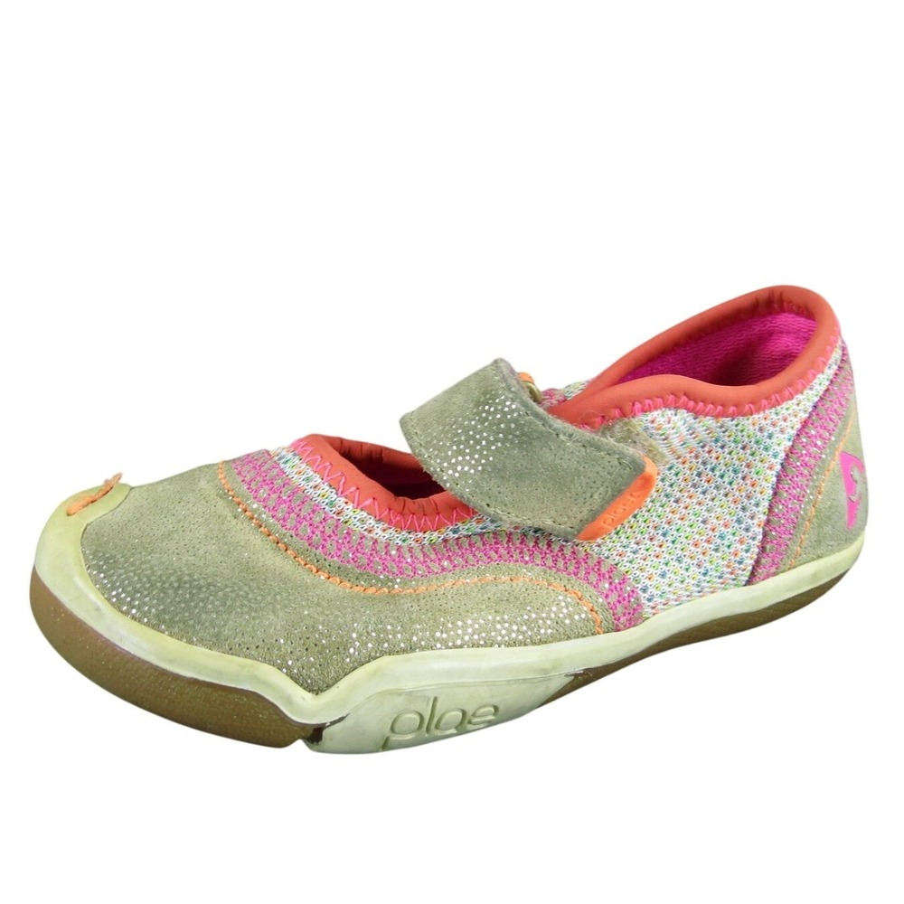 PLAE Girls Mary Jane Emme Sparkle‎ Sz T 8.5 Medium Taupe Leather Hook & Loop